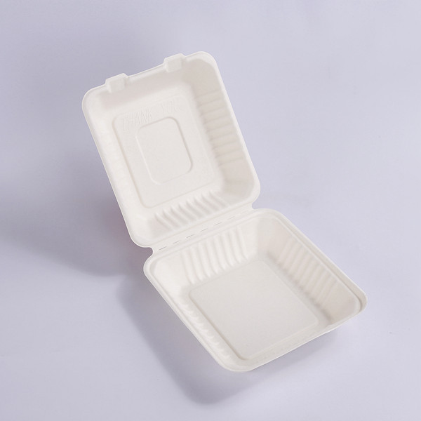 Biodegradable Takeout Paper Food Container Clam Shell Disposable Bagas –  Fastfoodpak